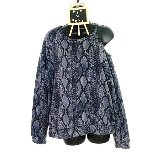 Express One Eleven Snake Skin  Cold Shoulder Long Sleeve Gray Size Small - Picture 1 of 9